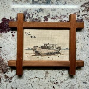 Framed Boat Needlepoint